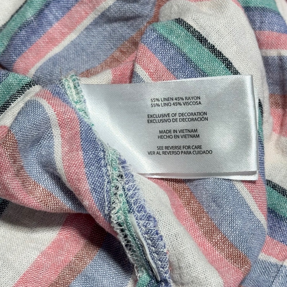 ORVIS Womens Striped Linen Blend‎ Short Sleeve Button Down Shirt Medium - Picture 6 of 7